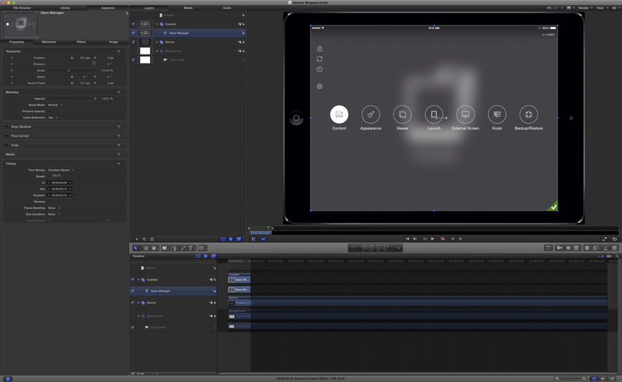 Screenshot of the iPad Device Wrapper Motion project