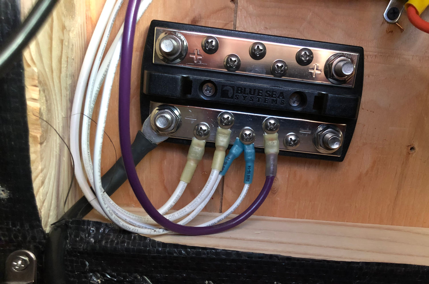 Photo of the negative wires moved to the bus bar