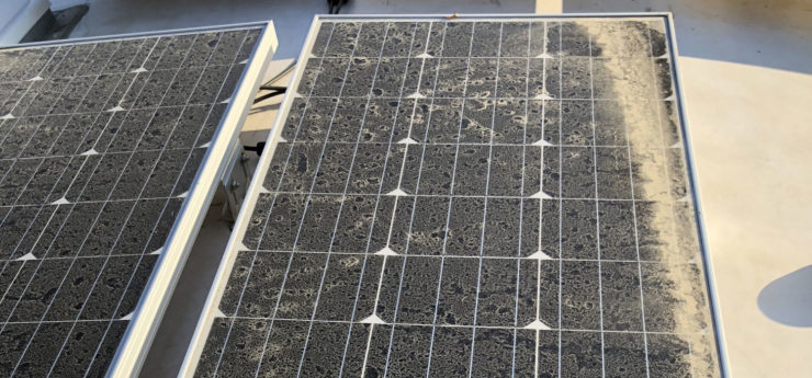 Photo of dirty solar panel