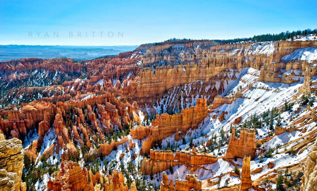Bryce - Photo of Bryce Canyon covered in snow during the winter