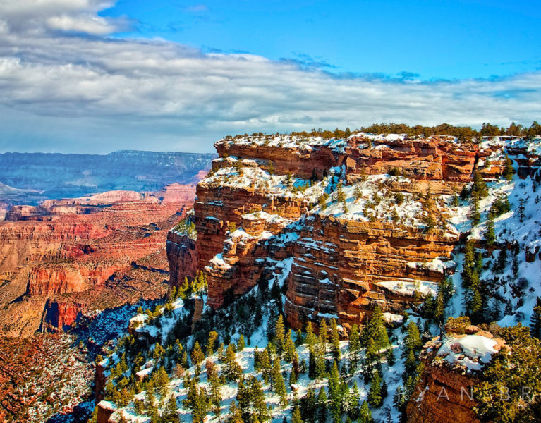 Grand Canyon - Photo of the south rim of the Grand Canyon covered in snow during the winter