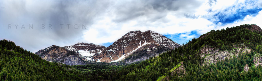 Mt Timpanogos - Photo of Mt Timpanogos traced in snow during late Spring