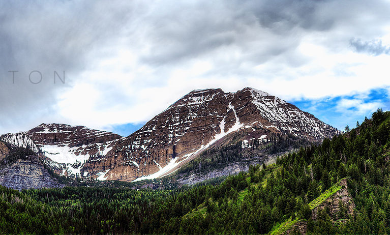 Mt Timpanogos - Photo of Mt Timpanogos traced in snow during late Spring