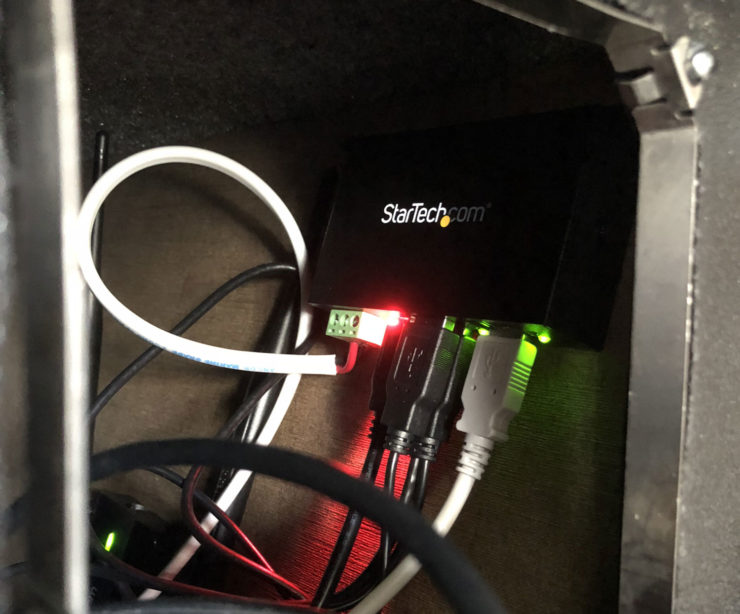 Photo of the USB hub installed