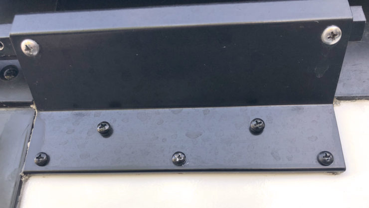 Photo of the putty trimmed on the slide topper awning bracket