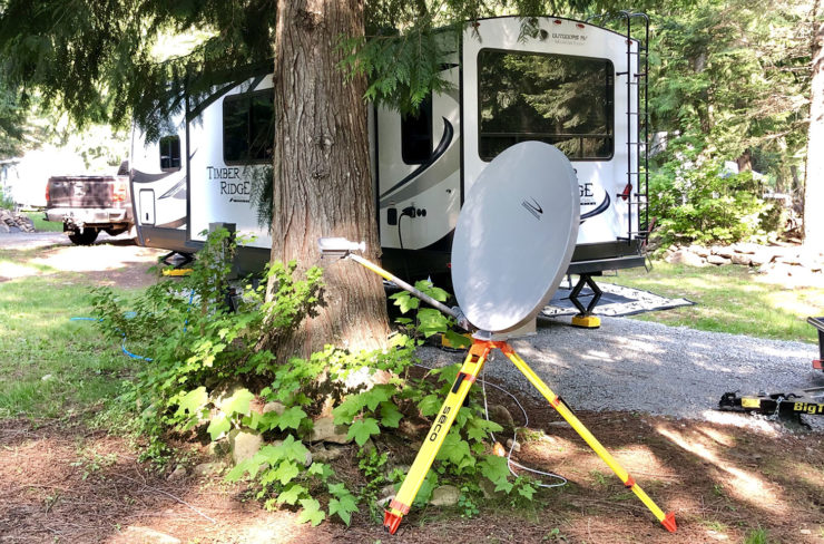 Photo of the satellite dish set up